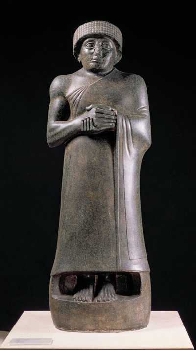 Statue of a King with Clasped Hands, Possibly Gudea, Prince of Lagash, from Telloh (ancient Girsu) c.2130 BC by Neo Sumerian Neo Sumerian